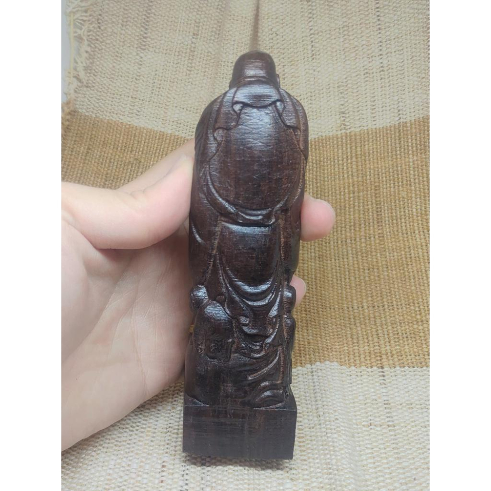 越南砂沉木 彌勒與童子 木雕一尊-細節圖4