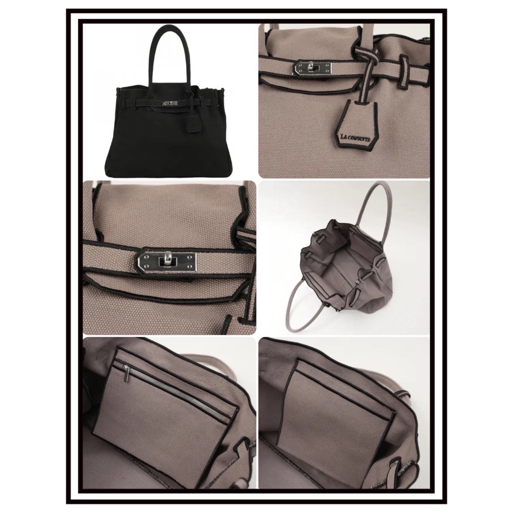 日本🇯🇵 法式小眾品牌 LA COUSETTE 鉑金包 經典 帆布包 時尚 購物袋 愛馬仕 精品 黑色 L-細節圖2