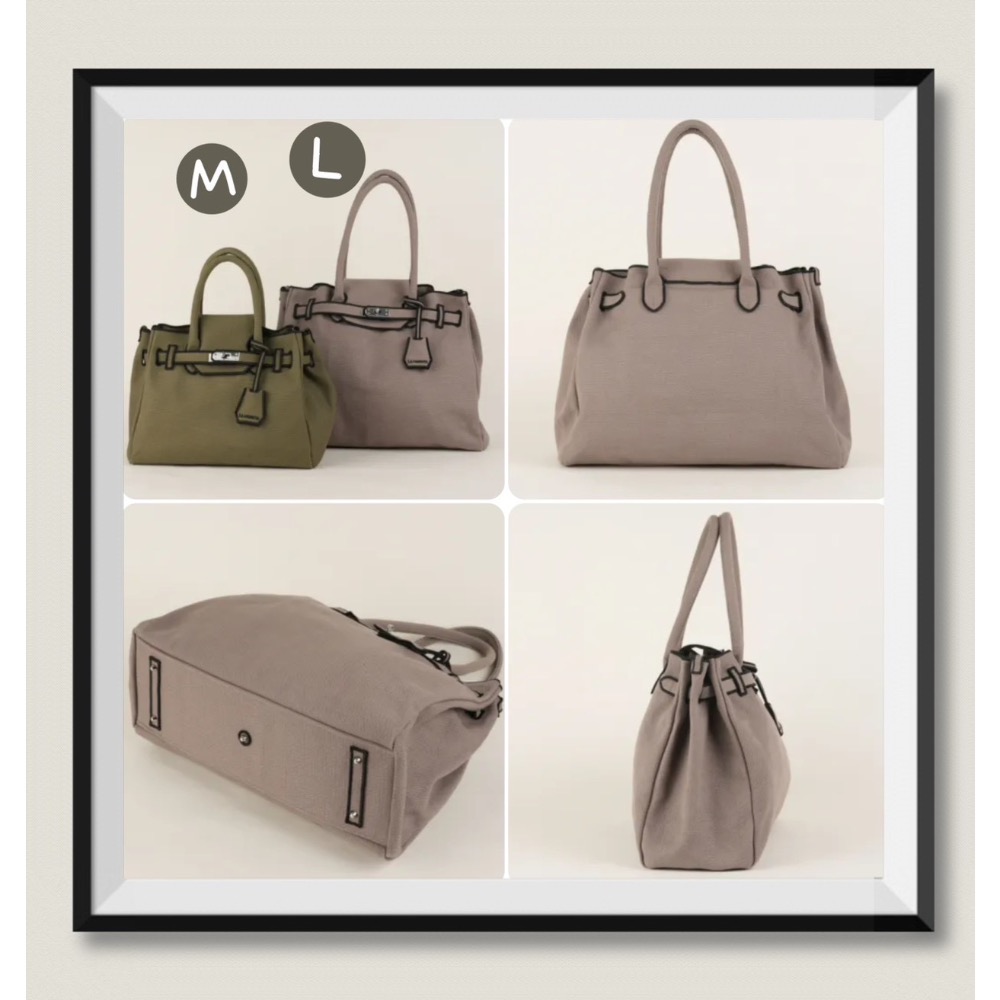 日本🇯🇵 法式小眾品牌 LA COUSETTE 鉑金包 經典 帆布包 時尚 購物袋 愛馬仕 精品 黑色 L-細節圖3