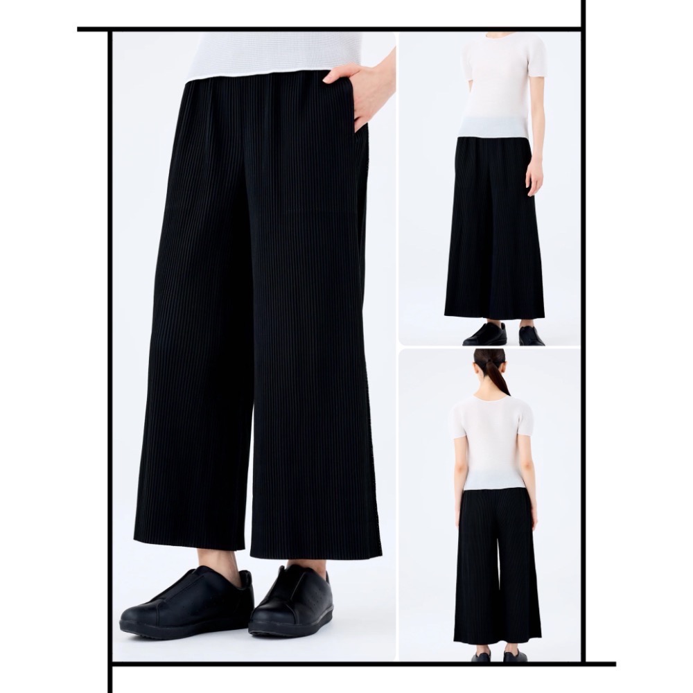 日本🇯🇵 三宅一生 me Issey Miyake 長褲 基本款 黑色 寬褲闊腿褲（MI12KF774）二手-細節圖3