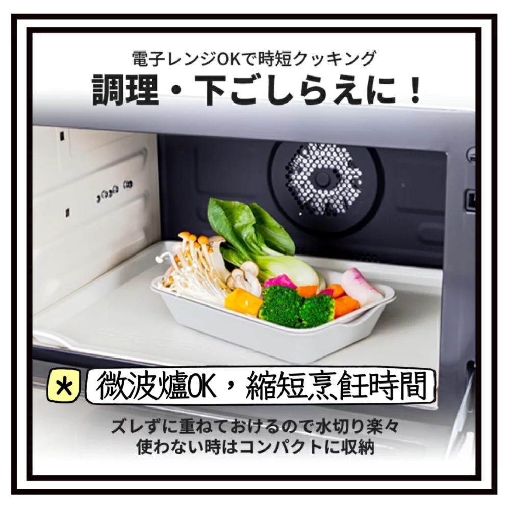 日本🇯🇵製 伊原企販 抗菌 備料盤 備料、沖洗、直接微波 料理盆&料理網組合（小/中/大）-細節圖3