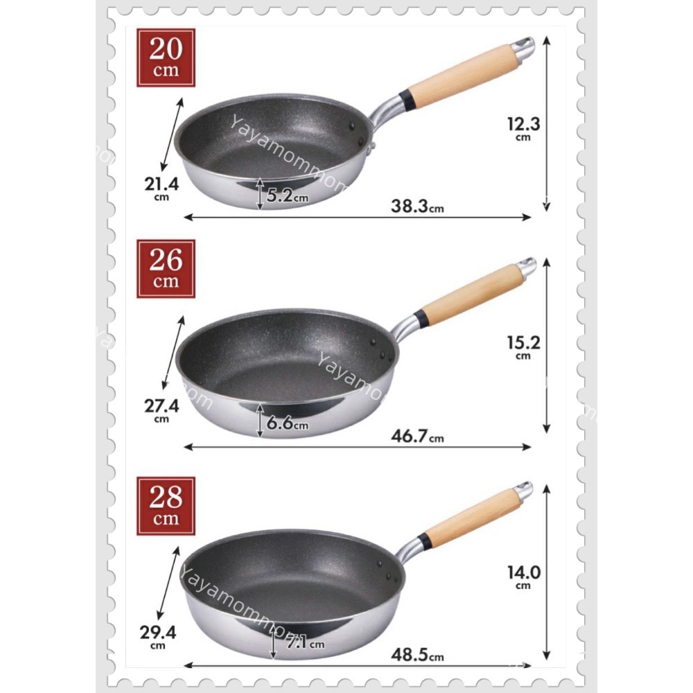 日本🇯🇵製 北陸 hokua 極大金 IH 輕量級 不沾鍋 氟樹脂加工 20cm 22cm 24cm 26cm 28-細節圖6