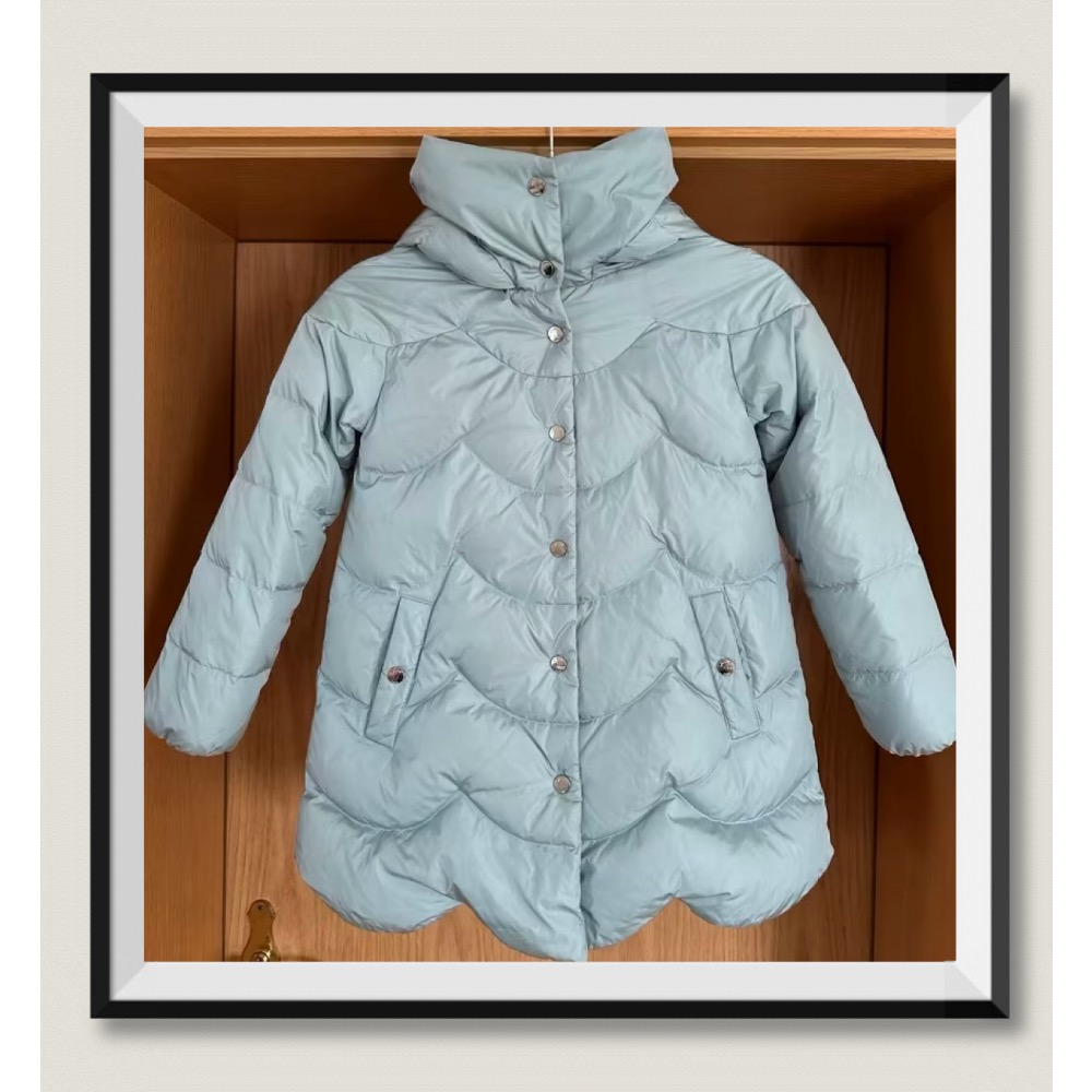 法國🇫🇷 JACADI  女童 外套 羽絨 鵝絨 天空藍 保暖 二手-細節圖3