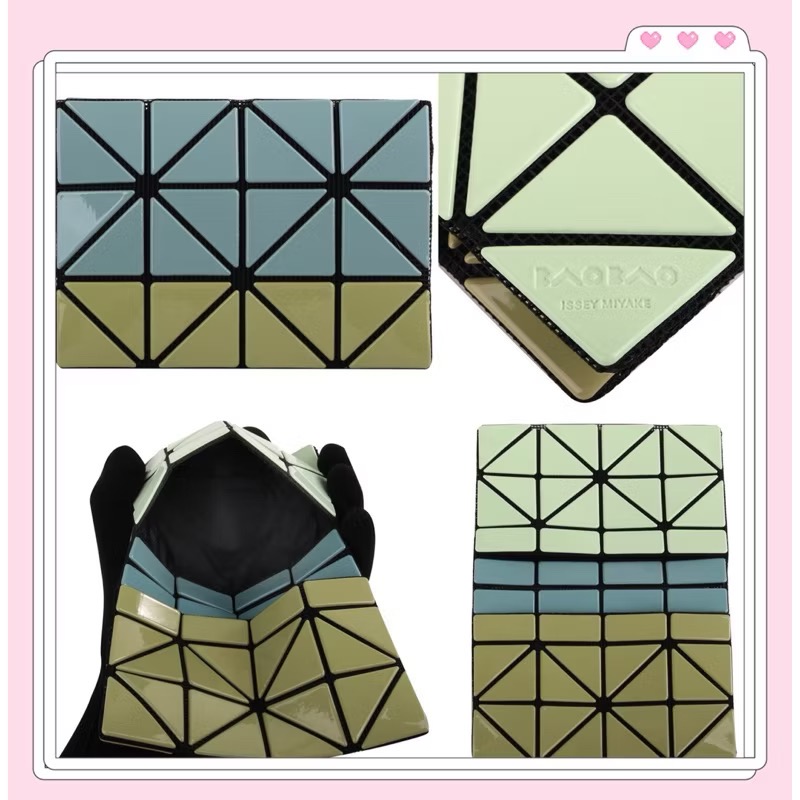 日本🇯🇵 三宅一生 ISSEY MIYAKE Bao Bao 全新品 3x4 幾何 方格 卡夾(淺綠x藍綠/亮面)-細節圖3