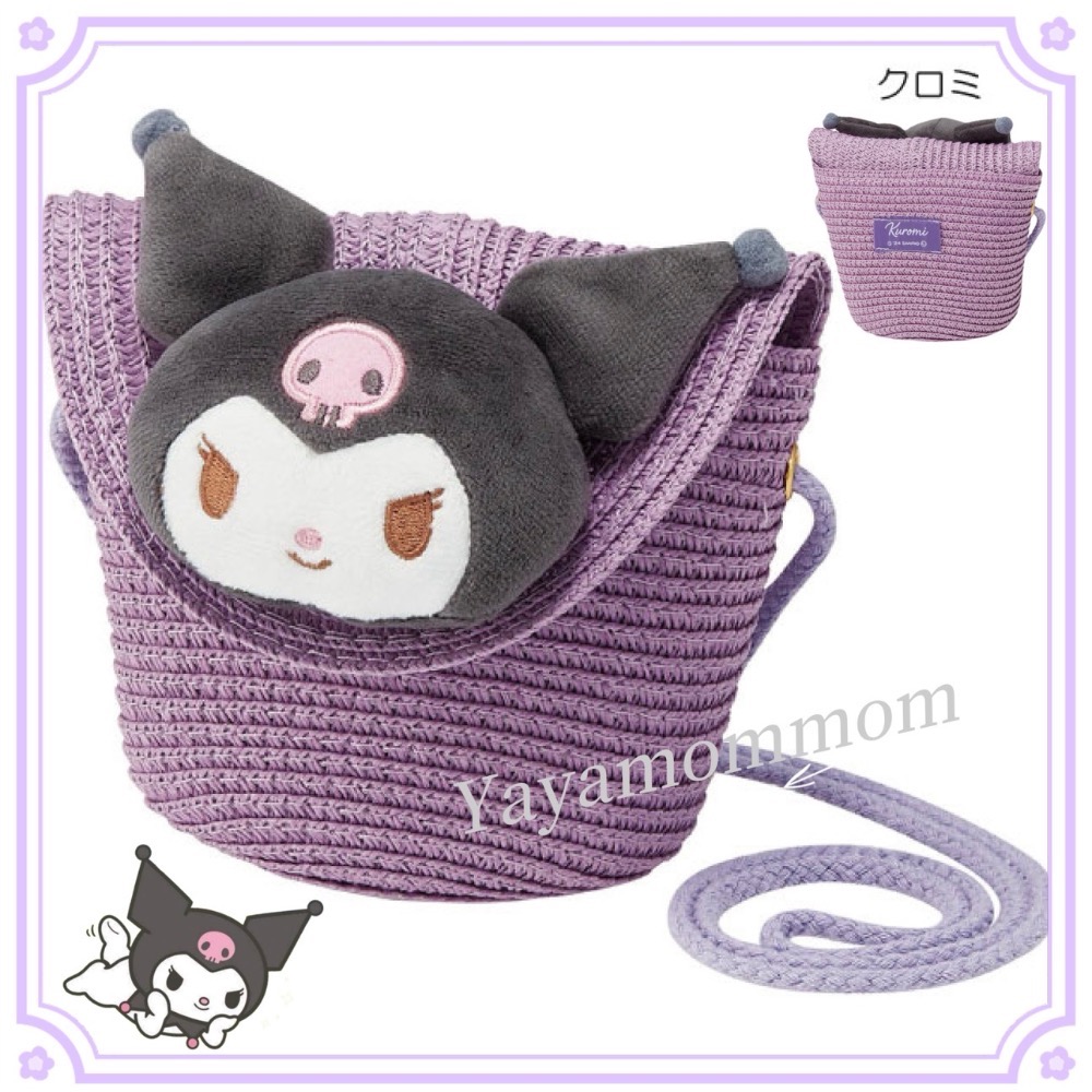 日本🇯🇵 skater 三麗鷗 Sanrio 仿草編 斜背包 翻蓋型 圓形 凱蒂貓/美樂蒂/酷洛米/大耳狗 可愛-規格圖9