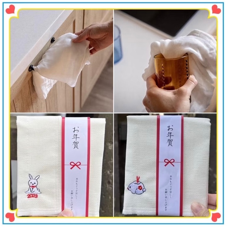 日本製🇯🇵 Knit kobo.h 原田織物 新年 送禮 廚務巾 廚房 毛巾 抹布 手帕 擦拭布 兔子 老虎 貓-細節圖8
