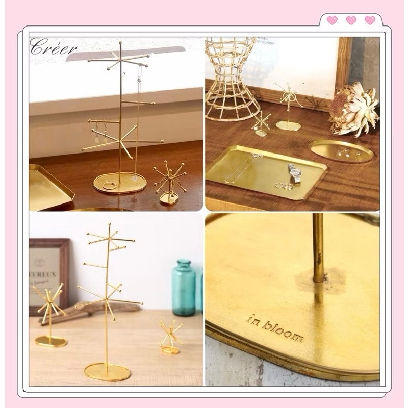 日本🇯🇵 Creer(クレエ) In bloom飾品 項鍊 戒指 耳環 支架（黃銅風)展示 收納 擺盤 印度製-細節圖6