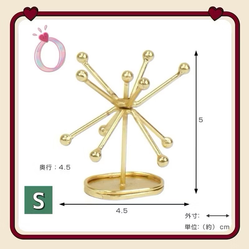 日本🇯🇵 Creer(クレエ) In bloom飾品 項鍊 戒指 耳環 支架（黃銅風)展示 收納 擺盤 印度製-規格圖9