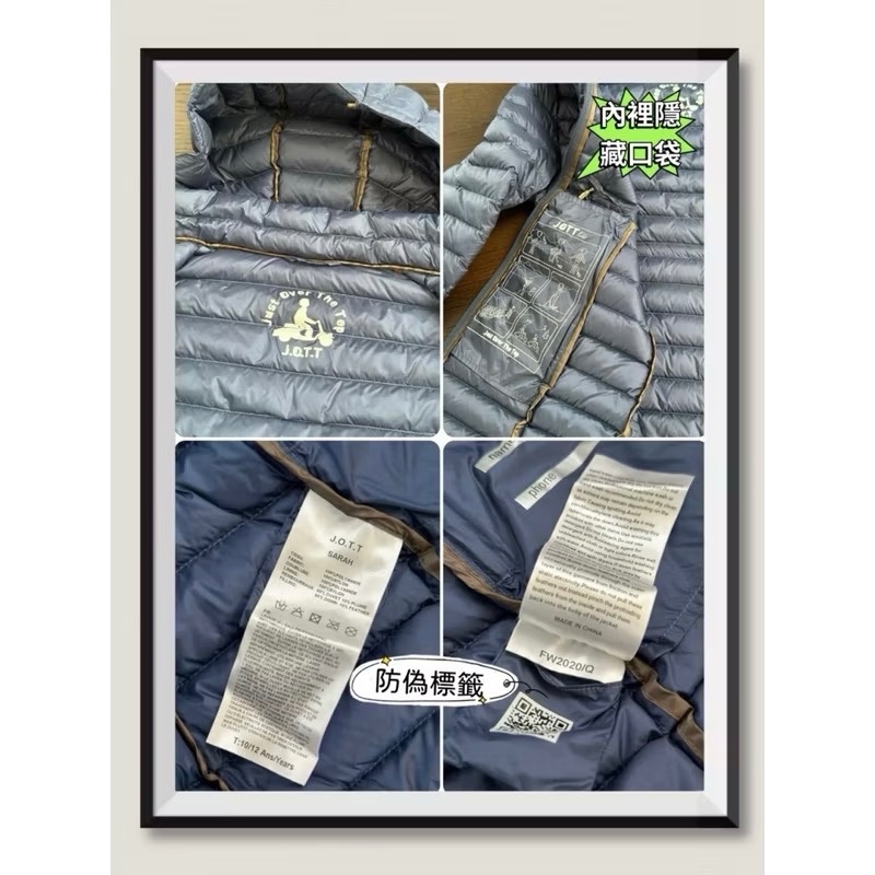 法國🇫🇷 JOTT 深藍色 羽絨外套 羽絨 保暖 輕量 抗寒 長版 帽子-細節圖8