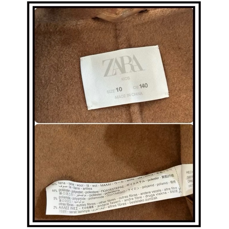 ZARA 羊毛 綁帶 大衣 外套  類風衣 女童 保暖 帽子 童裝-細節圖5