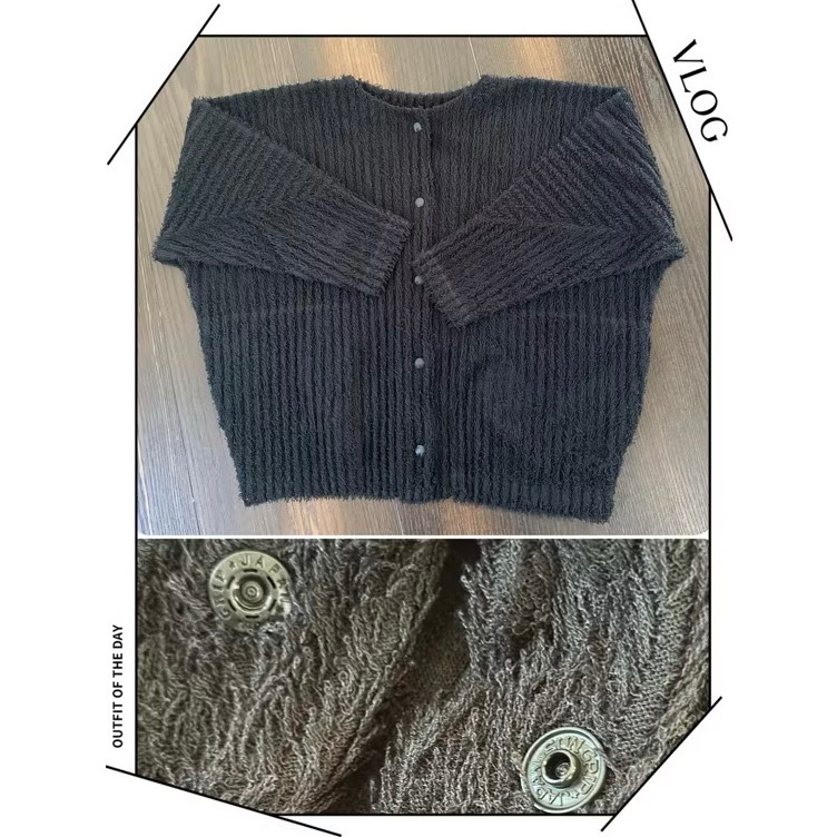 三宅一生 me Issey Miyake 圓領 長袖 上衣 黑色 開釦 外套 釦子 二手（MI48J065215F F）-細節圖7