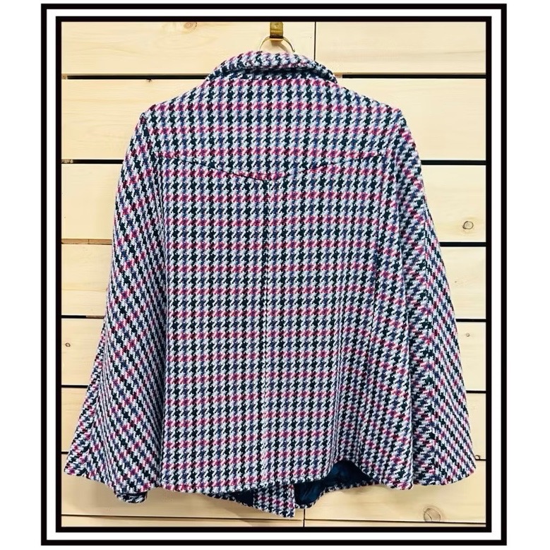 ZARA 千鳥格紋 斗篷 外套 女童 羊毛 保暖 千金風 童裝-細節圖3