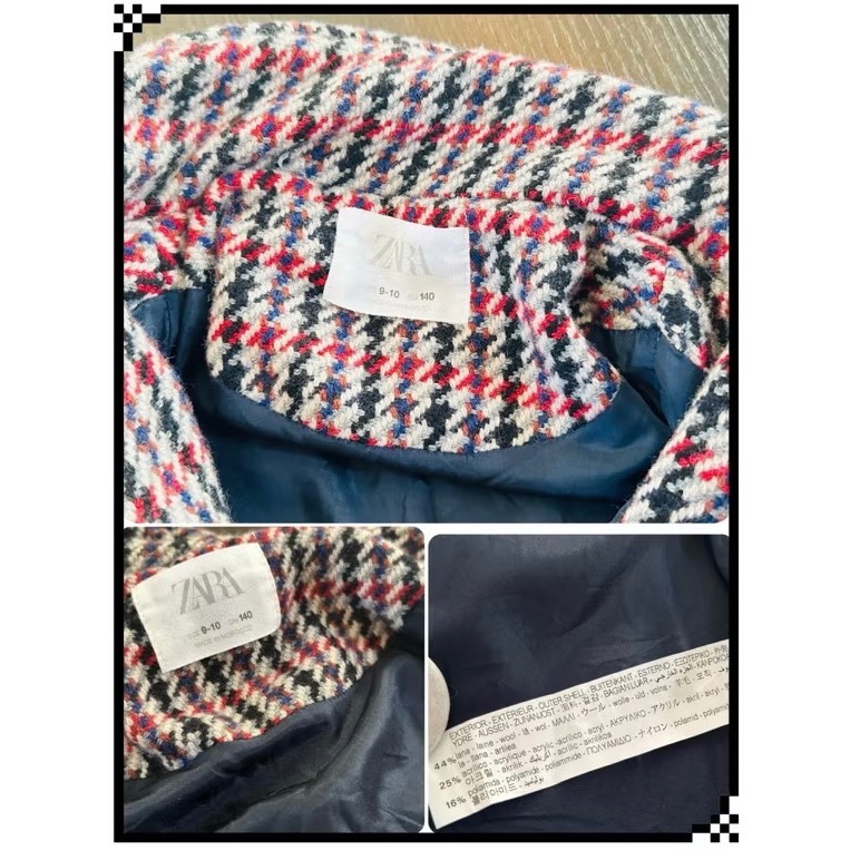 ZARA 千鳥格紋 斗篷 外套 女童 羊毛 保暖 千金風 童裝-細節圖5