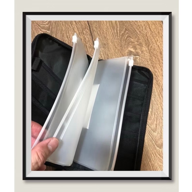日本 🇯🇵 MUJI 無印良品 護照套 黑/灰 透明夾層 透明 夾鏈袋 收納 出國 旅行 隨身攜帶-細節圖4