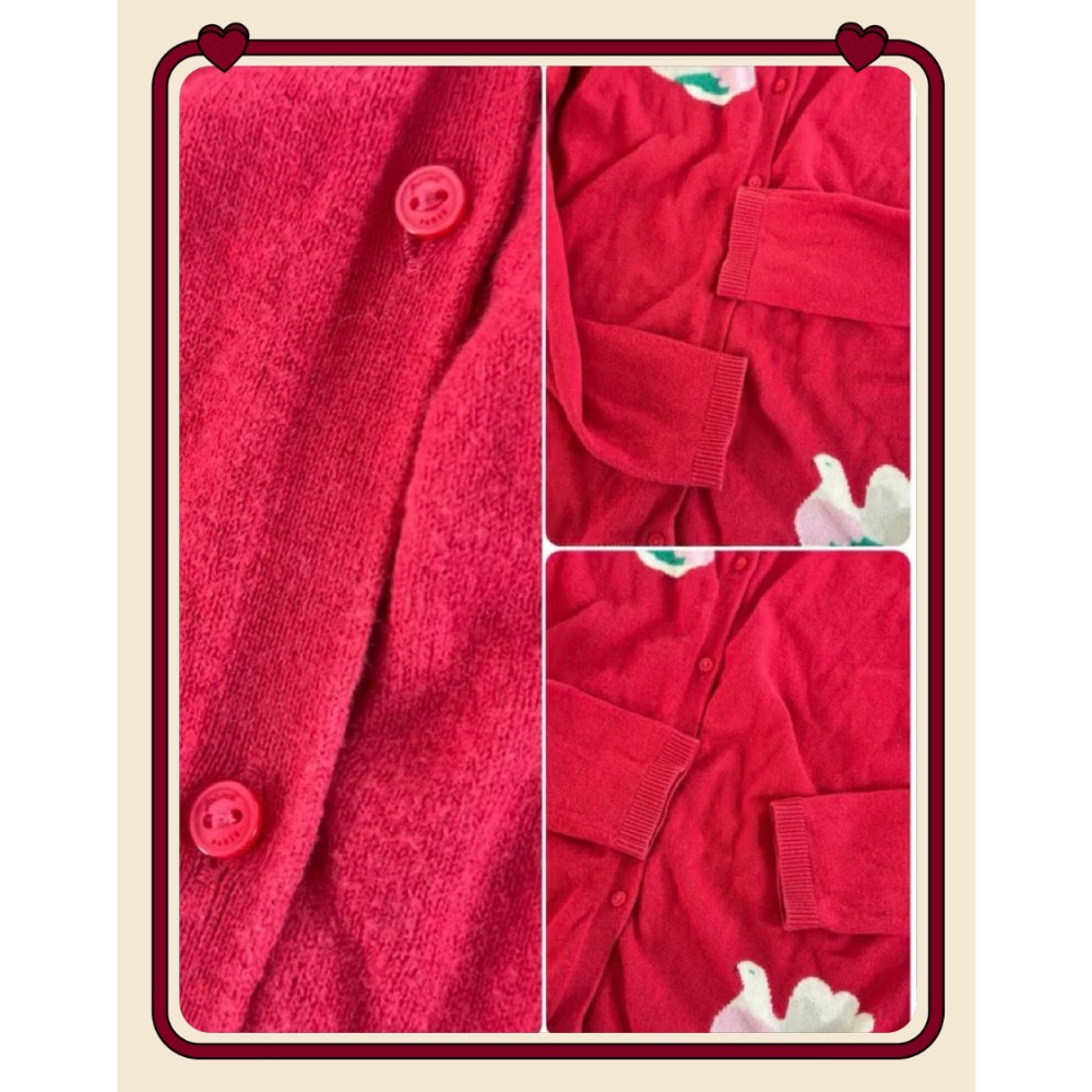 法國 🇫🇷 JACADI 紅色 針織小外套 女童 童裝 罩衫 羊毛 長袖 保暖 過年🧧 喜慶 氣質-細節圖4