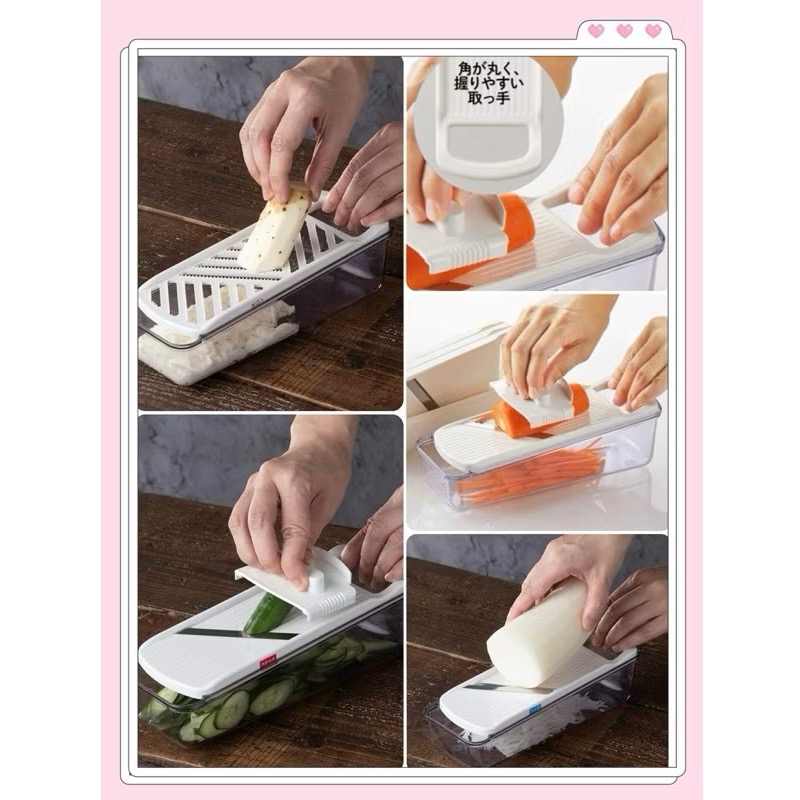 日本🇯🇵 YOSHIKAWA 吉川 多功能刨絲器(內含四種刨片) 蔬菜調理器 七件組 切菜 刨絲 刨刀 日本製 刨刀-細節圖5