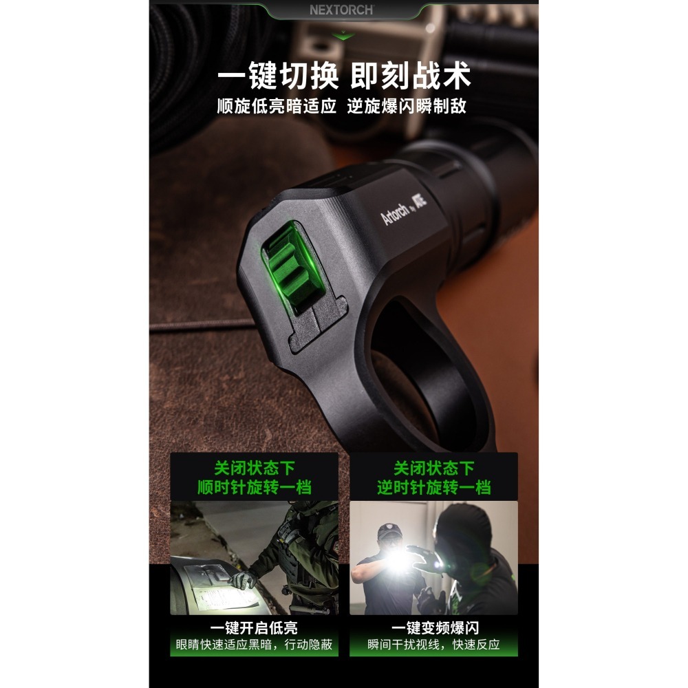 NEXTORCH ARTORCH 槍型EDC戰術隨身電筒｜電池USB 直充、防水耐用、多功能戶外照明-細節圖6