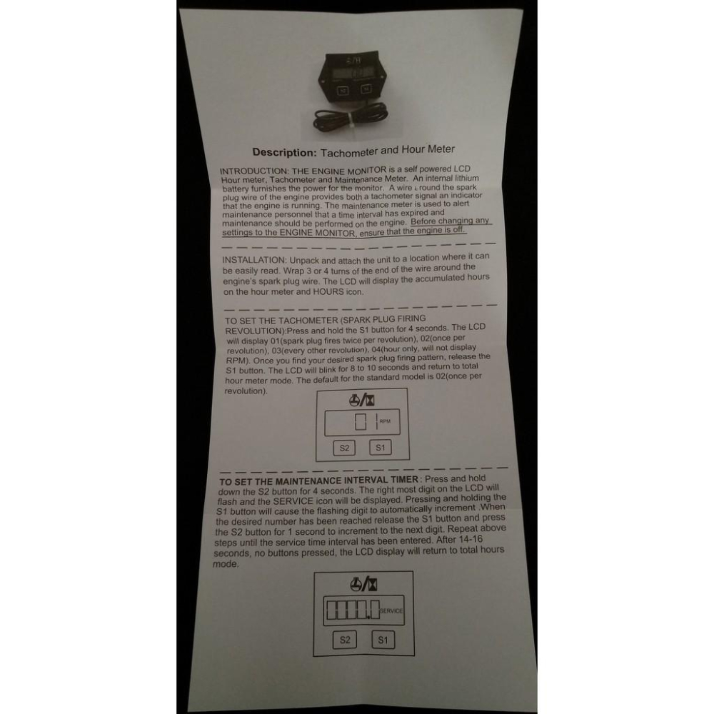 感應式轉速表 引擎工作時數 ; Hour meter ; 引擎工作時數表 轉速表;割草機 農機保養 引擎轉速表-細節圖4
