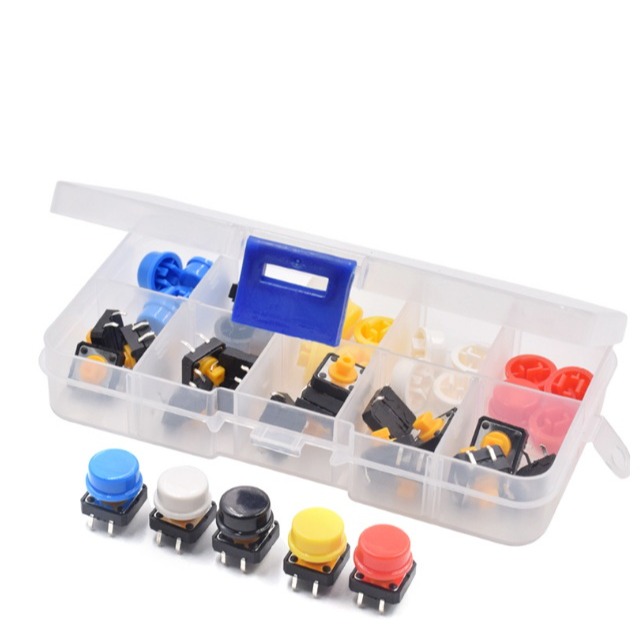 【三峽好吉市】25件電子開關盒裝 小開關 小按鈕切 帶按鍵帽按鈕 微動開關12*12*7.3 迷你按鈕開關 麵包板開關-細節圖5