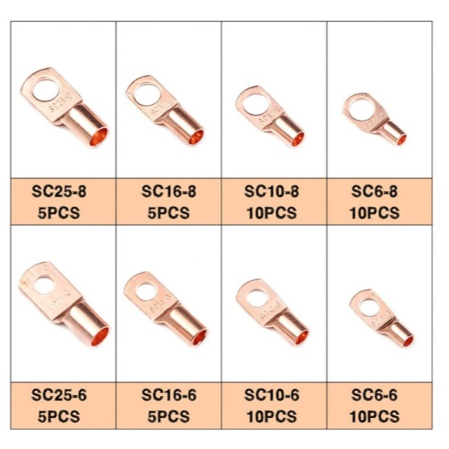 【三峽好吉市】銅鼻子60PCS窺口接線端子 銅線環形端子接線片SC電池焊接連接器 銅製壓接端子 銅端子 電線壓接接頭-細節圖4