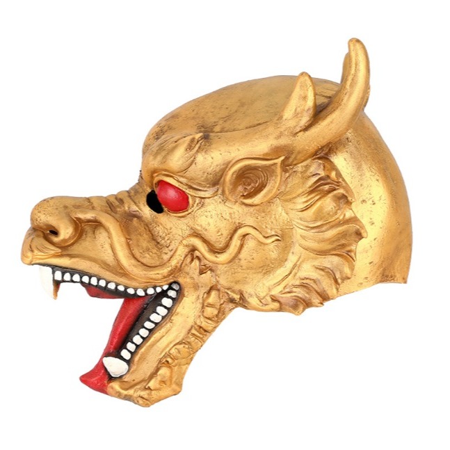 【三峽好吉市】龍頭頭套 龍面具 金龍裝扮 生肖裝扮 萬聖節面具乳膠頭套十二生肖可愛動物面具酒吧舞會派對表演COS-細節圖3