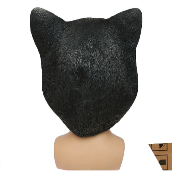 【三峽好吉市】萬聖節乳膠不爽加菲白貓面具頭套 cos動物頭套舞會面具 表演道具 黑貓頭套 貓咪頭套 貓咪面具 貓咪裝扮-細節圖5