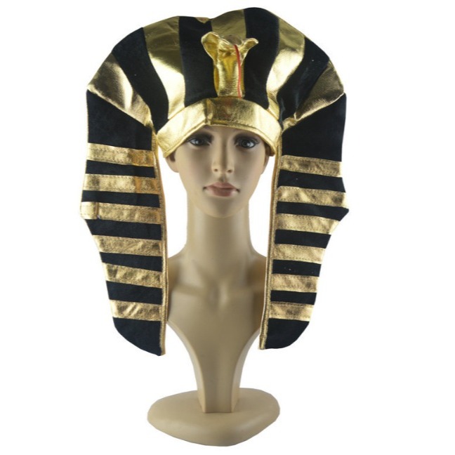 【三峽好吉市】表演帽子金色法老王帽眼鏡蛇頭帽埃及法老金色蛇頭飾埃及王子帽 埃及法老王表演帽 法老王裝扮道具-細節圖2