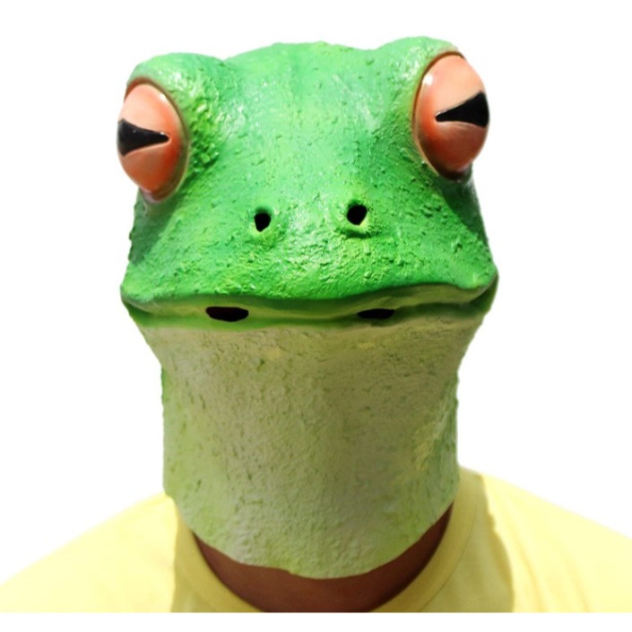 【三峽好吉市】 聖誕節禮物狂歡派對整蠱搞怪面具 動物青蛙乳膠面具 青蛙頭套 兩棲爬蟲頭套 動物裝扮道具-細節圖2
