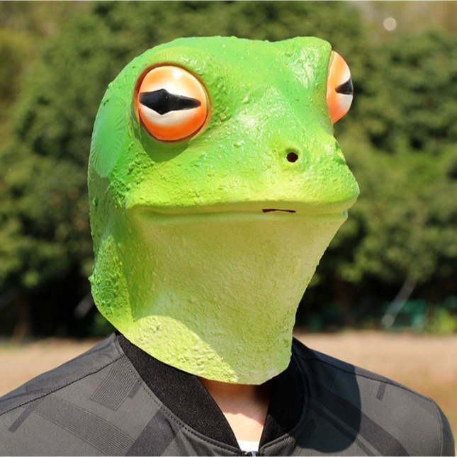 【三峽好吉市】 聖誕節禮物狂歡派對整蠱搞怪面具 動物青蛙乳膠面具 青蛙頭套 兩棲爬蟲頭套 動物裝扮道具-細節圖4