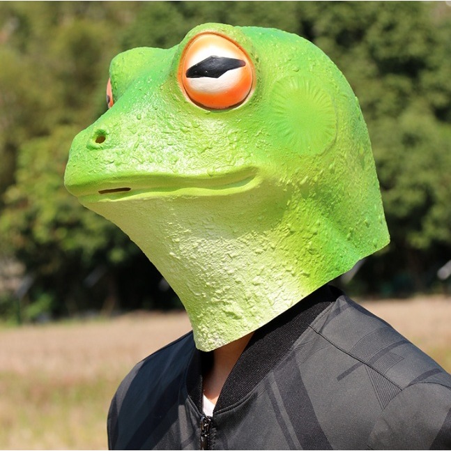 【三峽好吉市】 聖誕節禮物狂歡派對整蠱搞怪面具 動物青蛙乳膠面具 青蛙頭套 兩棲爬蟲頭套 動物裝扮道具-細節圖5