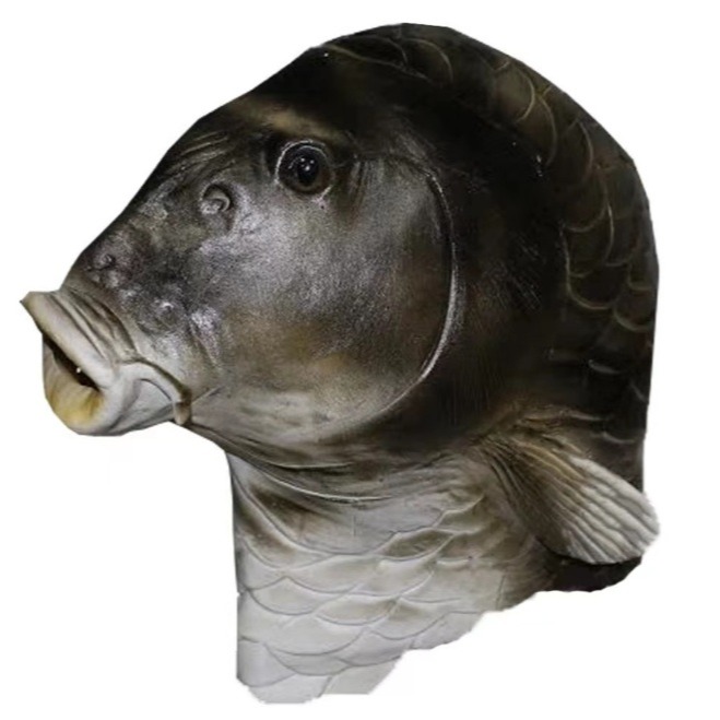 【三峽好吉市】 萬聖節搞笑魚類面具動物頭乳膠頭套派對狂歡節 裝扮道具 魚頭道具 魚人裝扮 鯉魚頭套 海鮮裝扮-細節圖3