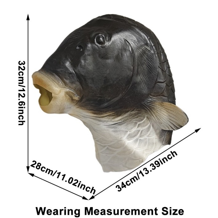 【三峽好吉市】 萬聖節搞笑魚類面具動物頭乳膠頭套派對狂歡節 裝扮道具 魚頭道具 魚人裝扮 鯉魚頭套 海鮮裝扮-細節圖6