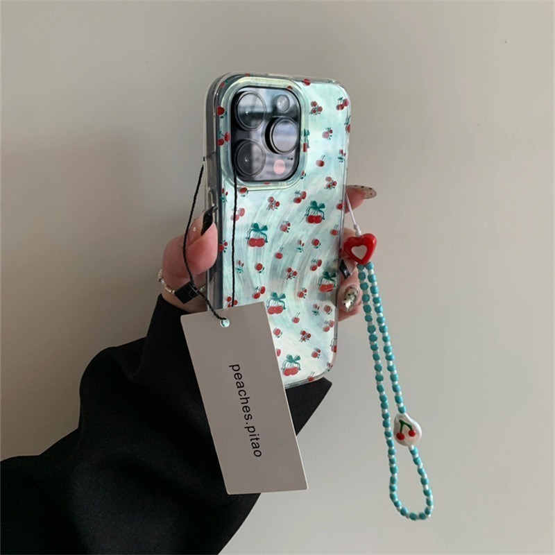 綠櫻心意｜〔KeeKxx〕薄荷綠櫻桃手機殼 A3B7C-細節圖2