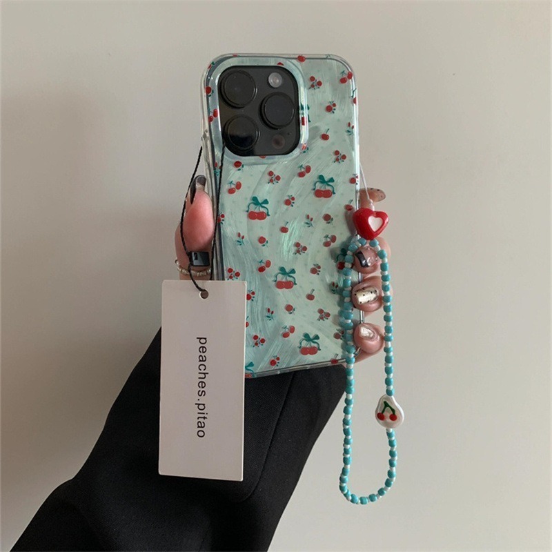 綠櫻心意｜〔KeeKxx〕薄荷綠櫻桃手機殼 A3B7C-細節圖3