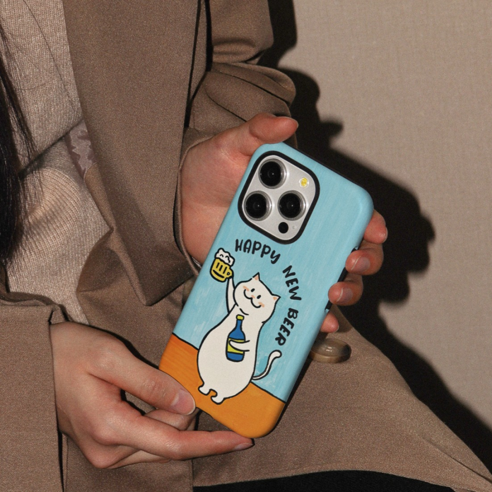 小貓敬酒 長長久久｜〔HaDoii.〕韓國圓邊菲林手機殼 G4H6I-細節圖2