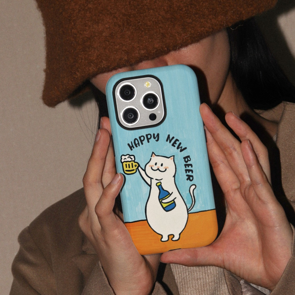 小貓敬酒 長長久久｜〔HaDoii.〕韓國圓邊菲林手機殼 G4H6I-細節圖3
