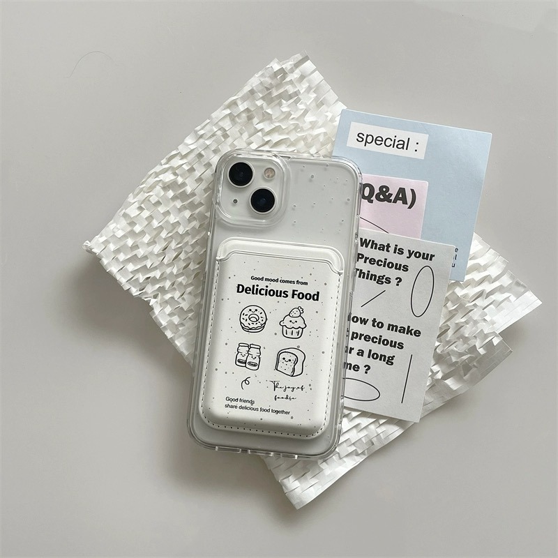 甜點屋｜〔Qの日常.〕法式文青手機殼 附磁吸卡包 V1W3X-細節圖2