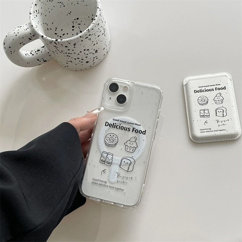 甜點屋｜〔Qの日常.〕法式文青手機殼 附磁吸卡包 V1W3X-細節圖4