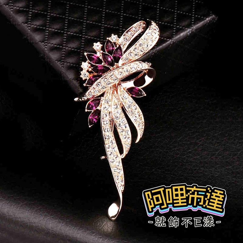 【阿哩布達】👉【胸針】台灣現貨 快速出貨BR04 優雅高潔 閃亮水鑽冰晶花別針 胸針 兩色可選 GD 新秘 新娘飾品-細節圖4