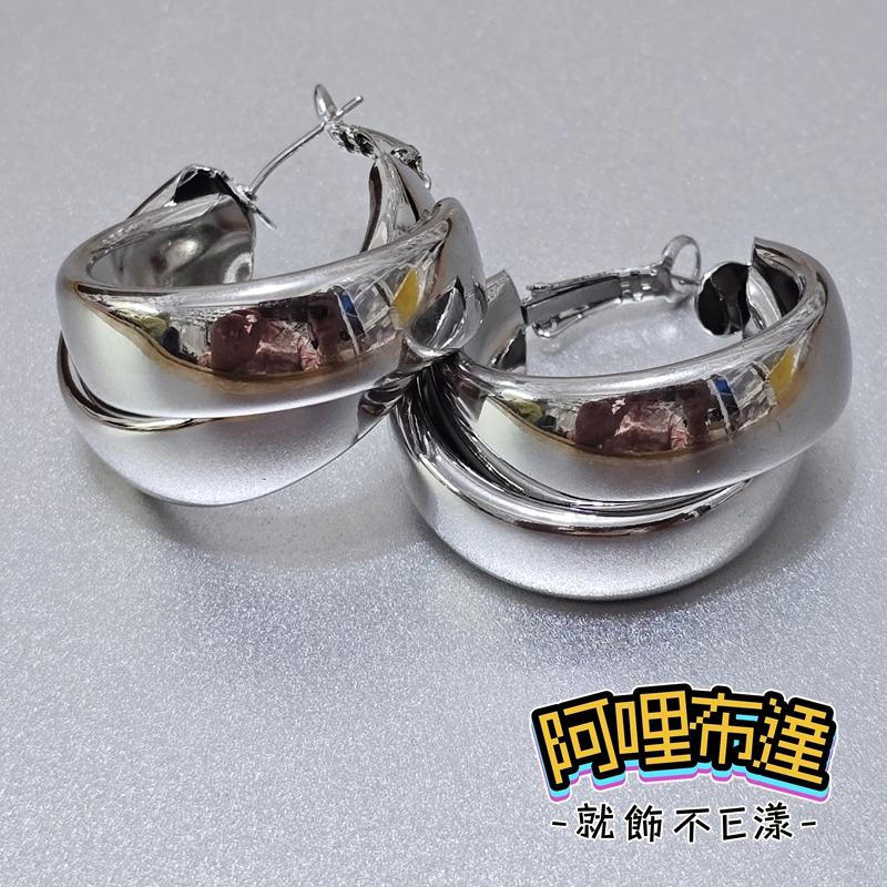 【阿哩布達】👉【耳針耳夾】台灣現貨 快速出貨 簡單金屬寬版圈圈圓圈C型耳環 夾式耳環 螺旋耳夾 三角耳夾 新娘飾品-細節圖2