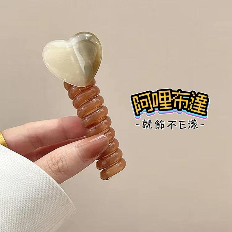 【阿哩布達】👉【髮飾】台灣現貨 快速出貨PFC01 壓克力愛心電話線盤髮器 丸子頭 4色可選 居家旅行 約會出遊-細節圖5