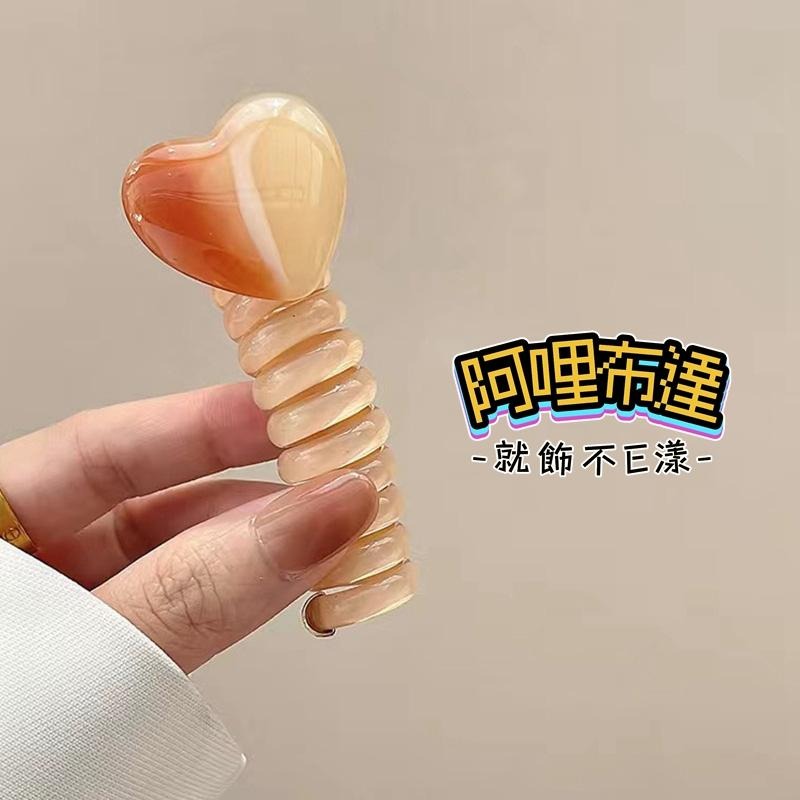 【阿哩布達】👉【髮飾】台灣現貨 快速出貨PFC01 壓克力愛心電話線盤髮器 丸子頭 4色可選 居家旅行 約會出遊-細節圖7
