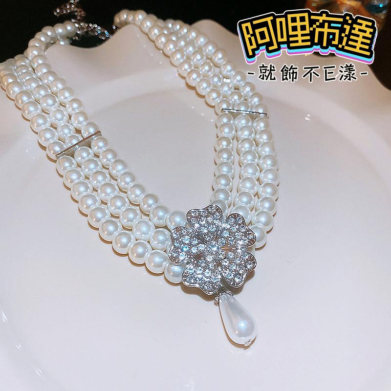 【阿哩布達】👉【項鍊】台灣現貨 快速出貨SL86 精緻水鑽愛心花朵珍珠系列 多層次項鍊 手鍊 耳環 新娘飾品 新娘秘書-細節圖6