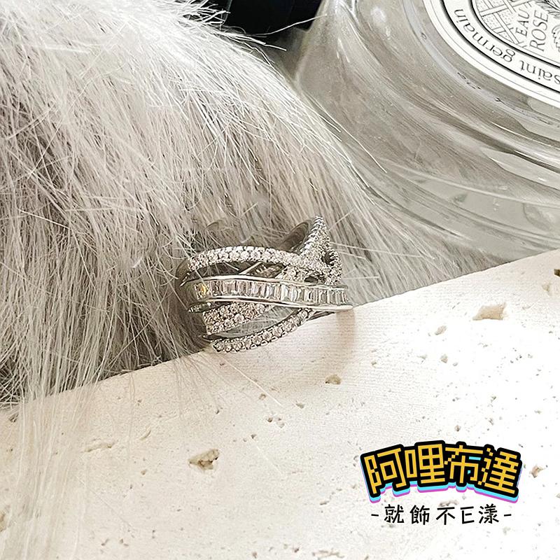 【阿哩布達】👉【戒指】台灣現貨 快速出貨JZ01 時尚精緻 璀璨水鑽鋯石交錯寛版戒指 開口戒 新娘秘書 新娘飾品 約會-細節圖3