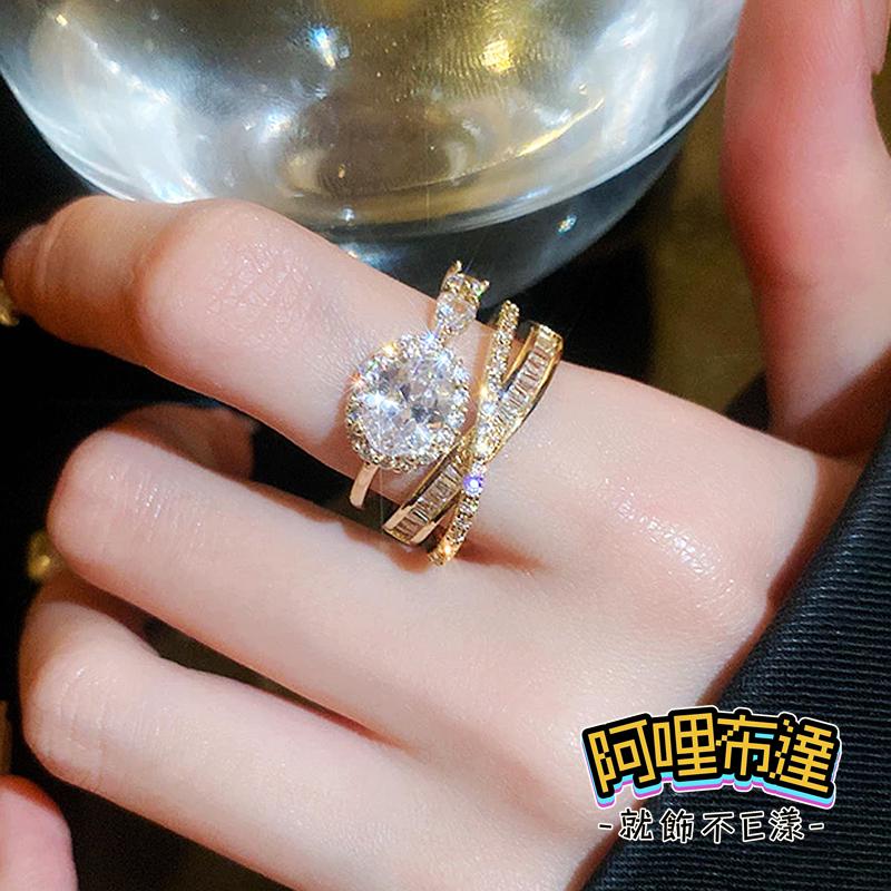 【阿哩布達】👉【戒指】台灣現貨 快速出貨JZ02 精緻時尚 鋯石水鑽交叉寬版戒指 可調整開口戒 新娘秘書 新娘飾品-細節圖3