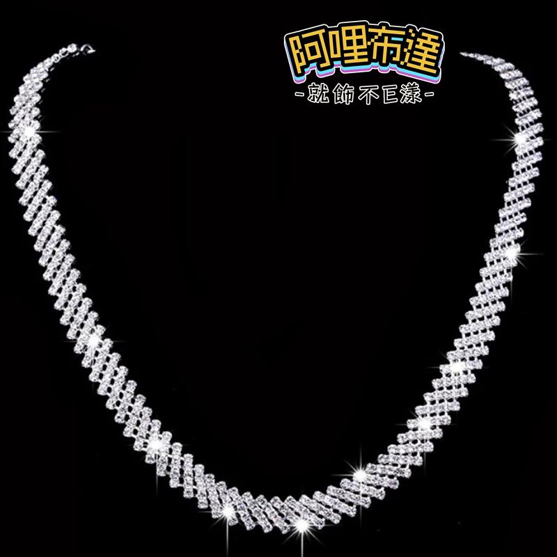 【阿哩布達】👉【套鍊組】台灣現貨 快速出貨TL44 美麗新娘 璀璨華麗水鑽項鍊耳針套組 耳夾套組 二件組 新娘項鍊-細節圖6