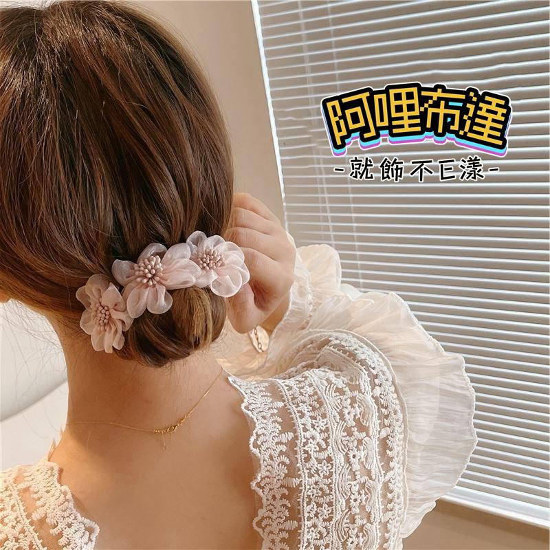 【阿哩布達】👉【髮飾】台灣現貨 快速出貨PFC8 精緻時尚 氣質絲絨花朵盤髮器 丸子頭 6色可選 新娘飾品 新娘秘書-細節圖6