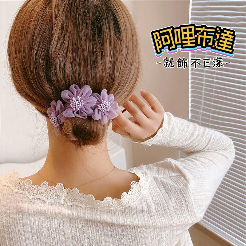 【阿哩布達】👉【髮飾】台灣現貨 快速出貨PFC8 精緻時尚 氣質絲絨花朵盤髮器 丸子頭 6色可選 新娘飾品 新娘秘書-細節圖7