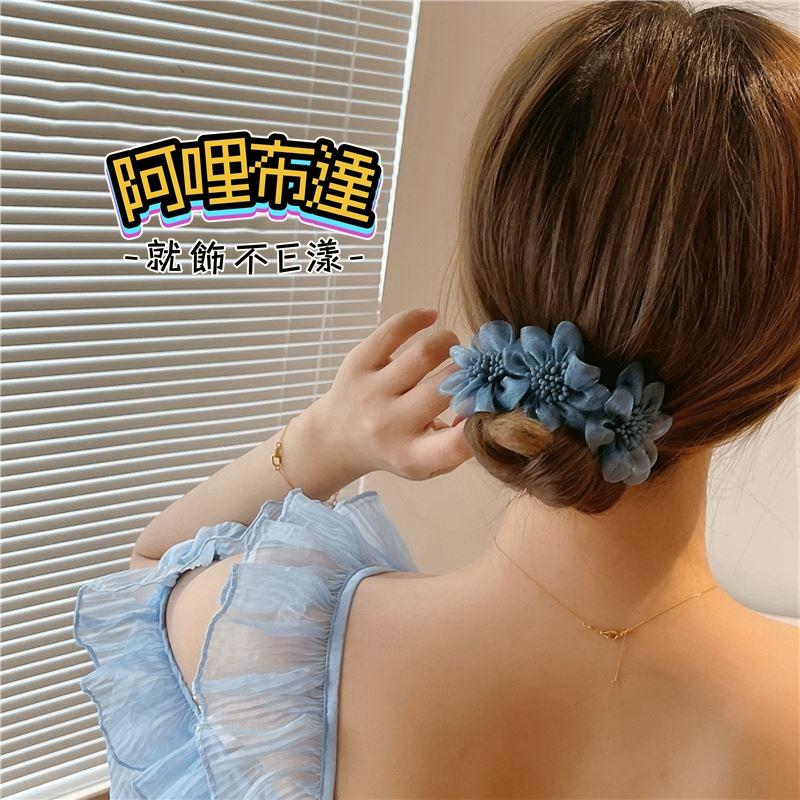 【阿哩布達】👉【髮飾】台灣現貨 快速出貨PFC8 精緻時尚 氣質絲絨花朵盤髮器 丸子頭 6色可選 新娘飾品 新娘秘書-細節圖8