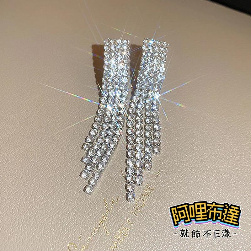 【阿哩布達】👉【套鍊組】台灣現貨 快速出貨TL48 美麗新娘 精緻璀璨 交叉水鑽V型流蘇項鍊耳環套組 二件組 新娘項鍊-細節圖6